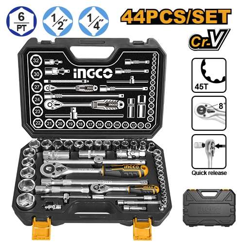 44Pcs 1/4"+1/2" socket set