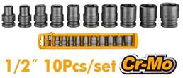 10PCS 1/2 impact socket set